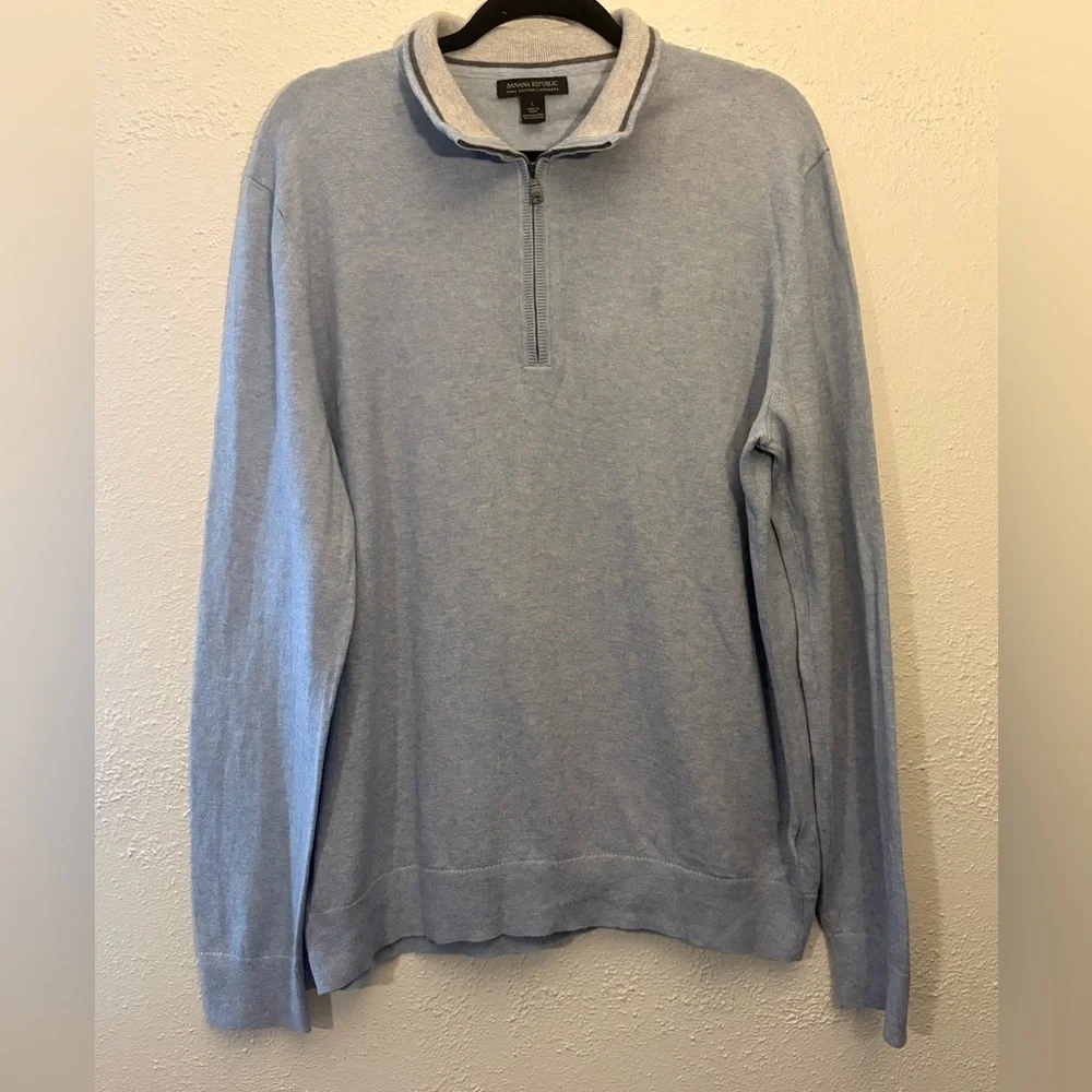 Banana Republic Men’s 1/4 Zip Sweater Large Cashmere Pima Cotton Long Sleeve